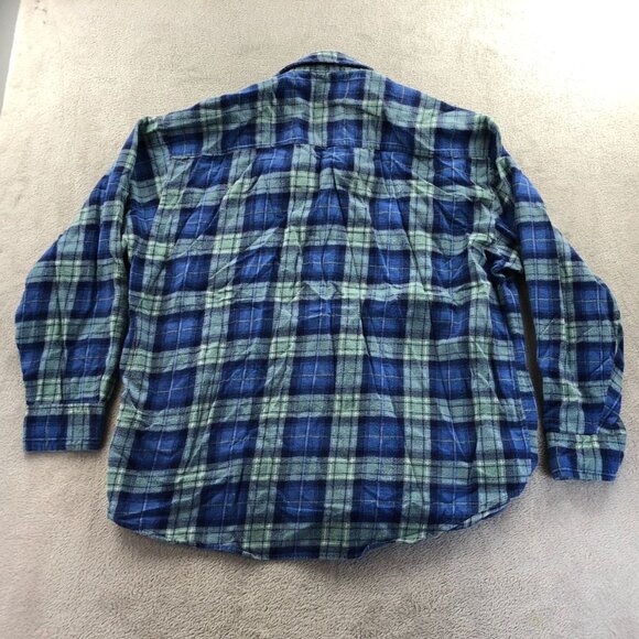 McGregor Bagpiper Mens Shirt Large Flannel Long Sleeve Plaid Classic Blue Y2K - Picture 12 of 12